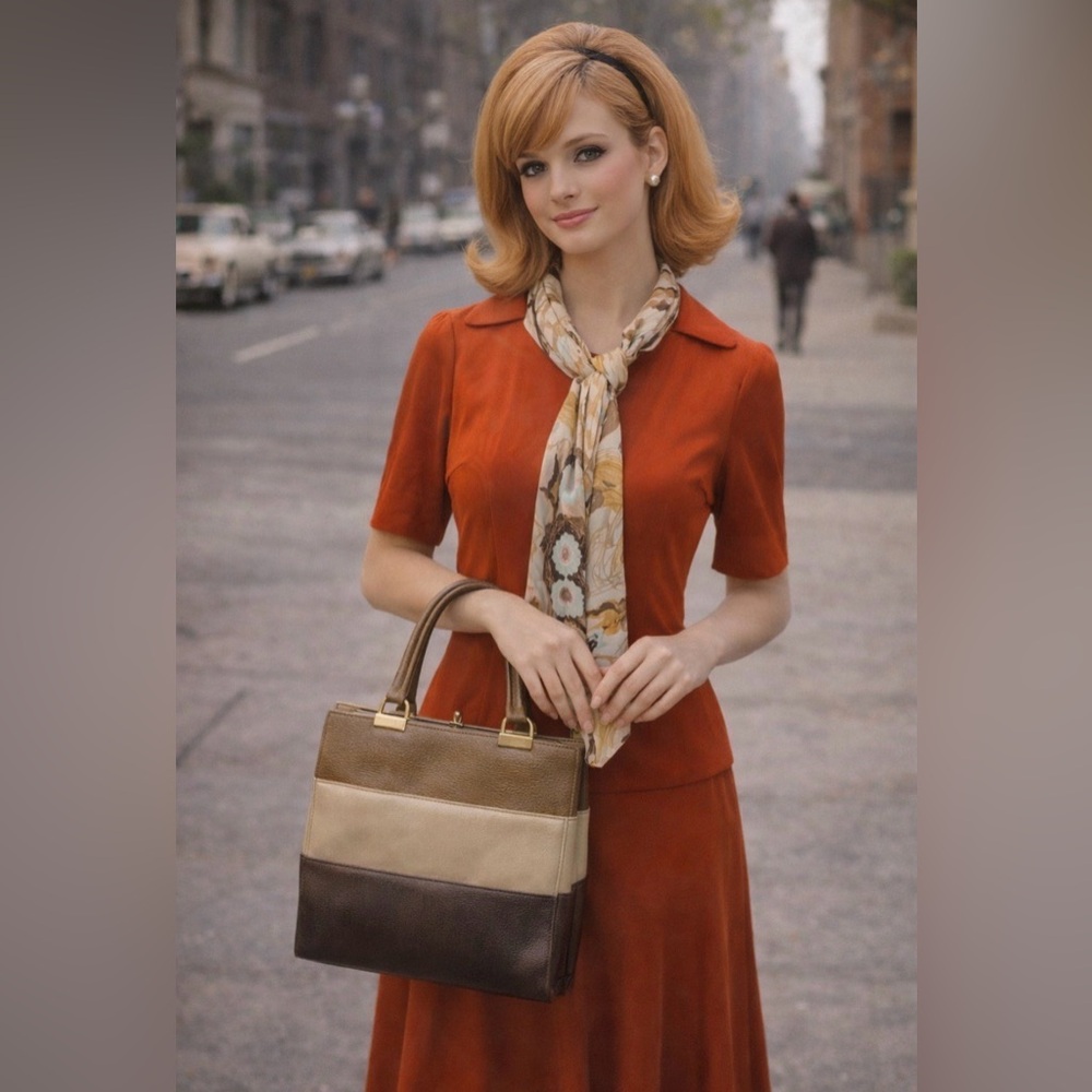 Vintage authentic 1960’s - drop waist dress with removable scarf
